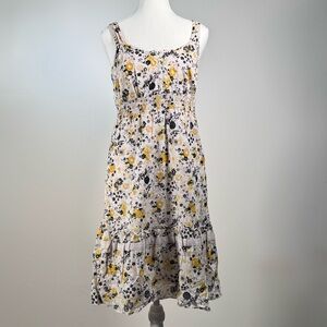 Zero Floral Midi Sundress Size 36 (US 4–6) – Yellow & Black Boho Dress